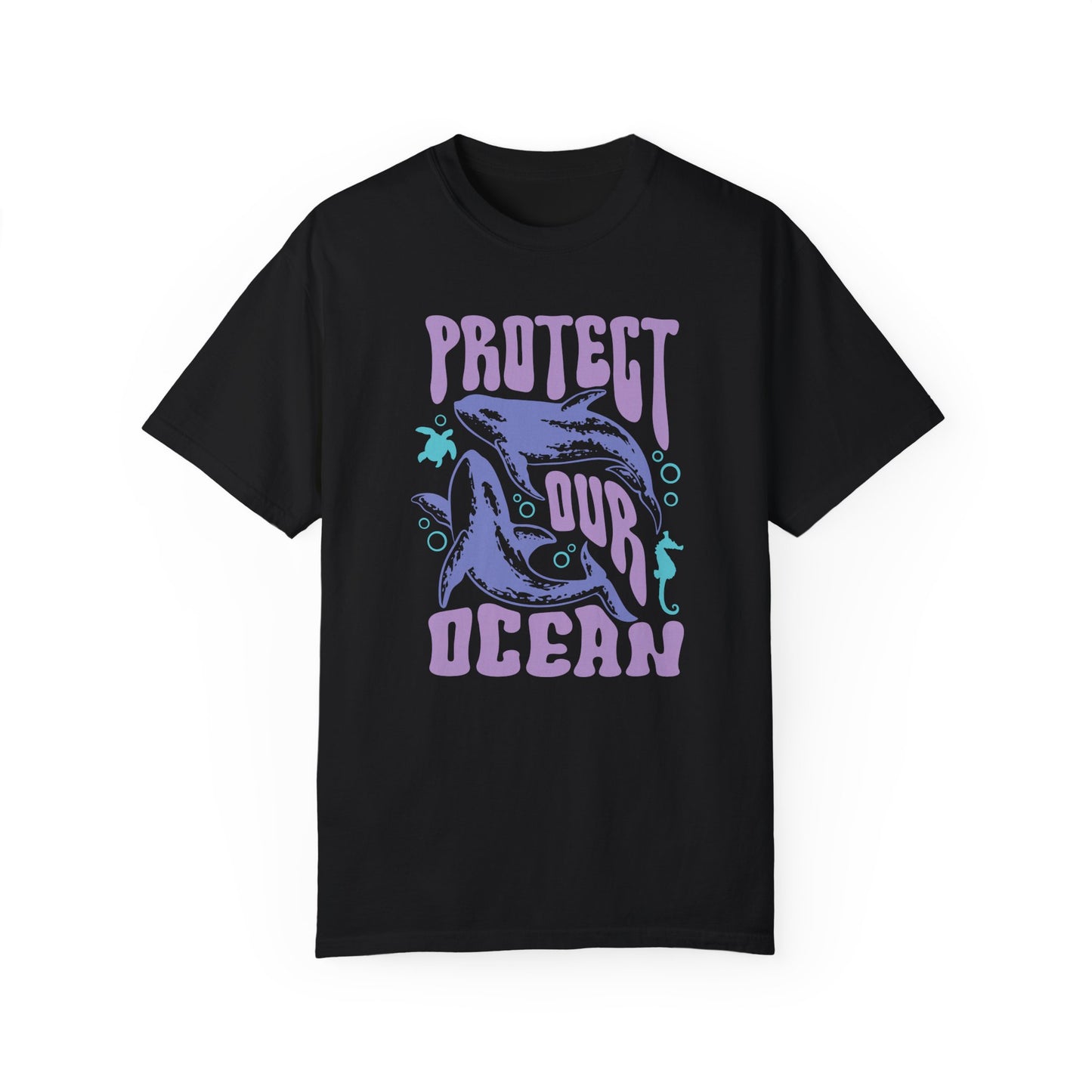 Whales, Protect Our Ocean -  Graphic Unisex Garment-Dyed T-shirt