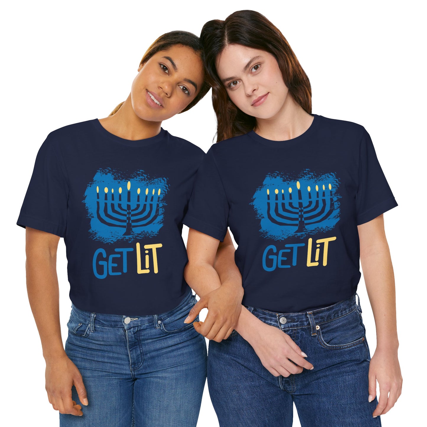 Hanukkah GET LIT Menorah - Unisex Jersey Short Sleeve Tee