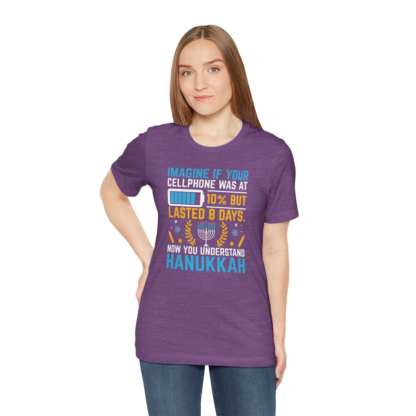 Funny Cell Phone Hanukkah Analogy - Unisex Jersey Short Sleeve Tee