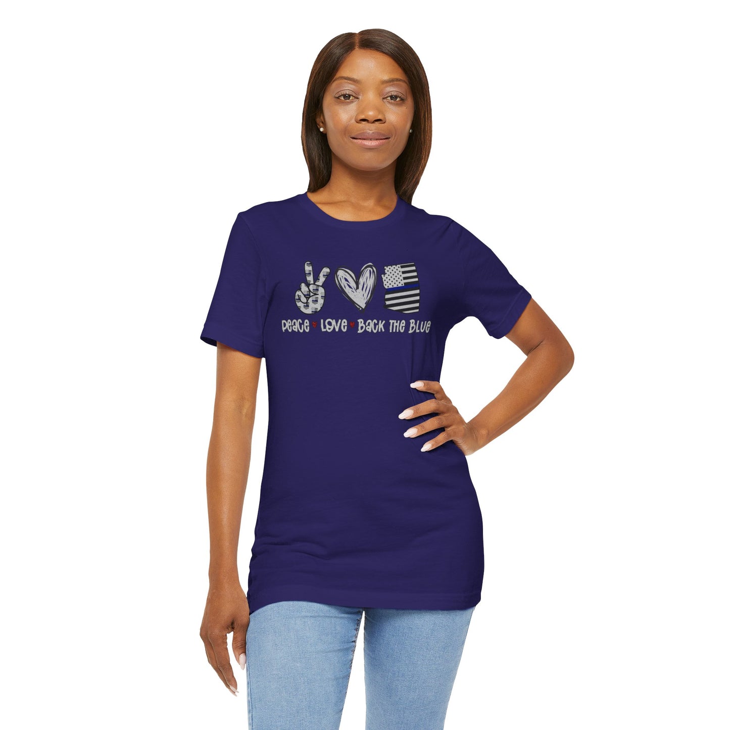 Peace Love Back The Blue in Alaska, Graphic Unisex Short Sleeve Tee