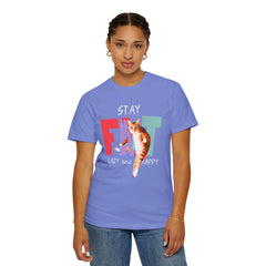 Stay Fat Lazy and Happy Cat - Graphic Unisex Garment-Dyed T-shirt