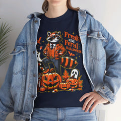 Freaky And Feral Halloween Raccoon! Graphic Unisex Heavy Cotton Tee