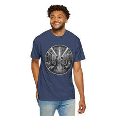 Don;t Stop Believing Subway Reflection T-Shirt — Vintage Black & White Urban Photo Tee