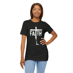 Faith Cross Prosthetic Leg T‑Shirt — Amputee Inspirational Christian Tee