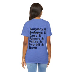 The Outsiders Shirt, Front and Back Images, Greasers Characters Shirt, Unisex Jersey Short Sleeve Tee