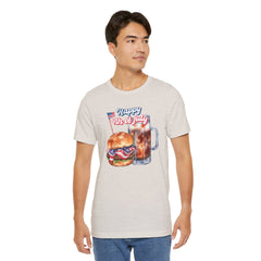 Happy 4th Of July Burger and Mug Graphic, Unisex Jersey Short Sleeve Tee