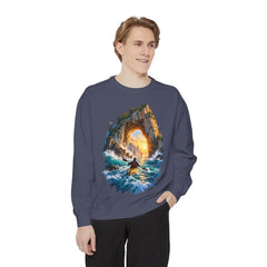 Adventure Kayak Sweatshirt — Comfort Colors Sunset Sea Arch Graphic