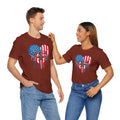 Red White and Blue Heart with Jets Graphic, Unisex Jersey Short Sleeve Tee