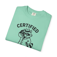 Certified Shenanigans Specialist T-shirt, Funny Tee, Unique Gift for Raccoon Lovers, Casual Wear, Birthday, Party Shirt