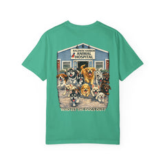Front Logo Back Graphic Baldwin Harbor Animal Hospital "Who Let the Dogs Out?" Graphic Tee
