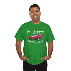 Red Corvette Summer Unisex Tee - I'm Vetted For Life Front and Back Image T Shirt
