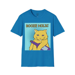 Booze Holic Cat with Bottle Unisex Softstyle T-Shirt  Pop Art Feline