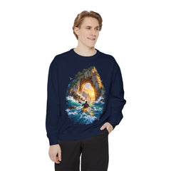 Adventure Kayak Sweatshirt — Comfort Colors Sunset Sea Arch Graphic