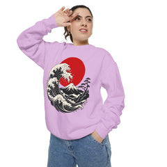 Japanese Wave and Red Sun Comfort Colors Sweatshirt