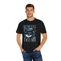 Whales, Respect The Ocean -  Graphic Unisex Garment-Dyed T-shirt