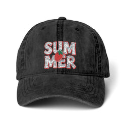 Women's SUMMER STRAWBERRY Pigment-Dyed Cap with Fashion Undervisor (Embroidery)