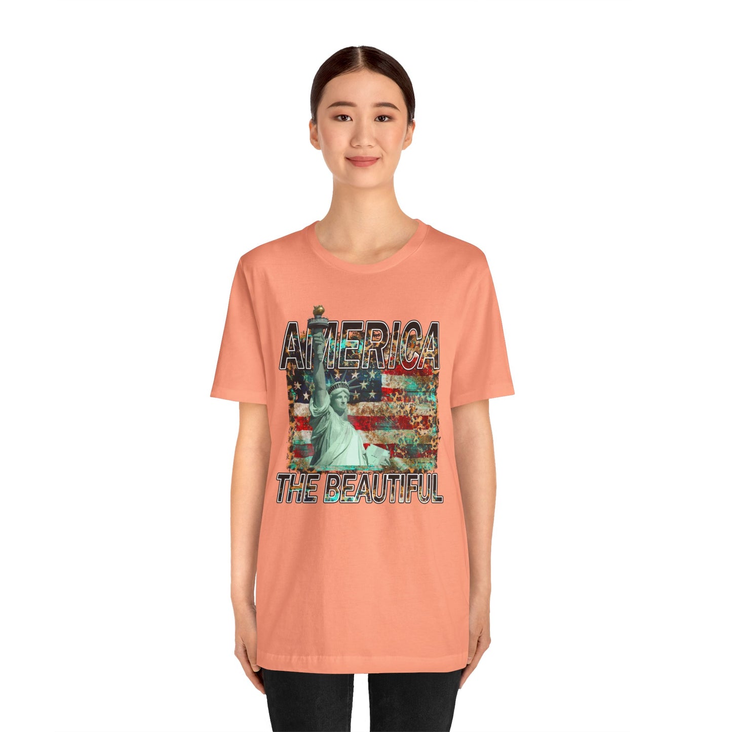 Statue Of Liberty, America The Beautiful, Unisex Jersey Short Sleeve Tee