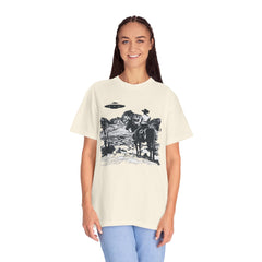 UFO Meets Cowboy Vintage Graphic T-Shirt — Retro Western Alien Tee