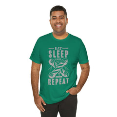 Hair Enthusiast Tee, Eat Sleep Hair Repeat Shirt, Funny Barber Gift, Unisex Jersey Tee, Casual Everyday Apparel, Salon Worker Top
