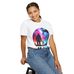 Bigfoot & Alien Nightscape T-Shirt — Sasquatch UFO Graphic Tee