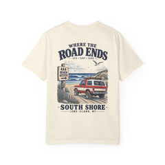 Where the Road Ends Long Island Unisex Garment-Dyed T-shirt
