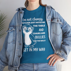 Clumsy Funny Penguin Graphic Tee | Unisex Heavy Cotton Tee | Great Gift for Animal Lovers, Birthdays, Casual Wear, Humorous Gifts, Everyday Style