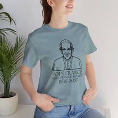 Pope Francis Tribute Tee - Faith, Service, Humility, 1936-2025