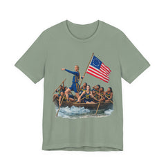 Historical Fever Patriot T‑Shirt — Revolutionary Flag Rowboat Design
