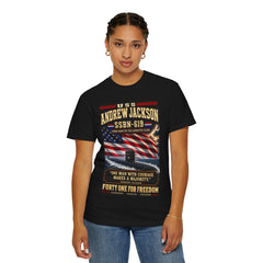 USS Andrew Jackson SSBN-619 Navy Submarine Tee — "One Man With Courage Makes a Majority"