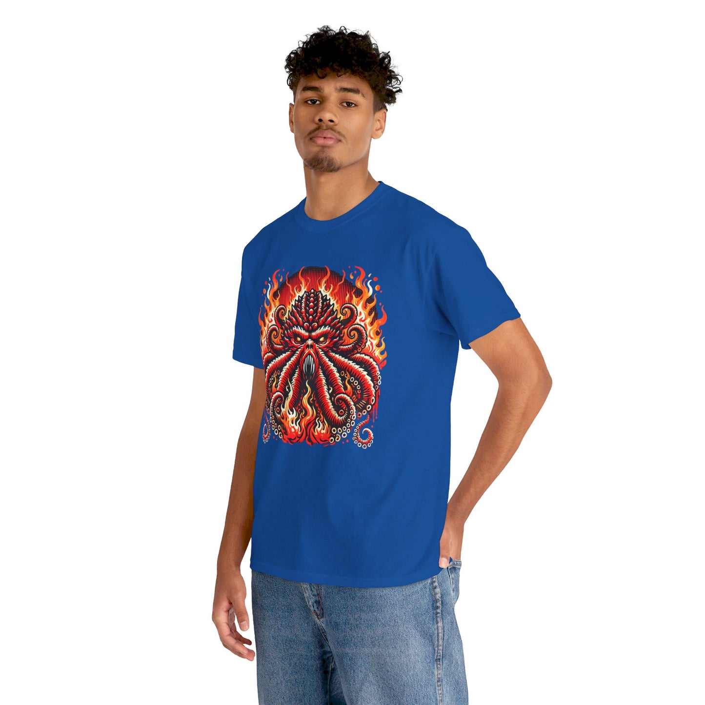 Fiery Fire Kraken - Graphic Unisex Heavy Cotton Tee