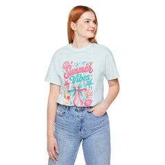 Summer Vibes Tee — Pastel Seashell Bow Beach T-Shirt
