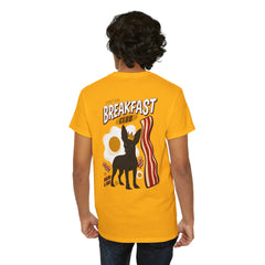 Breakfast Club Dog T‑Shirt — Retro Bacon & Eggs Graphic Tee