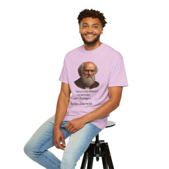 Darwin Coffee Funny T-Shirt — "Survival of the Fittest? I Barely Survive Coffee Shortages."