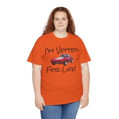 Red Corvette Summer Unisex Tee - I'm Vetted For Life Front and Back Image T Shirt