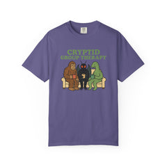 Cryptid Group Therapy Bigfoot, Mothman and Loch Nessie Unisex T-Shirt, Funny Graphic Tee, Gift for Cryptid Lovers, Quirky Casual Wear, Cool Humor Shirt
