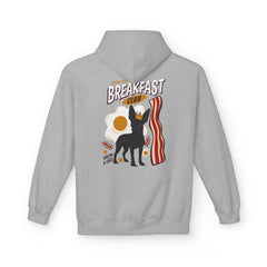 Breakfast Club Hoodie — Cute Black Dog, Bacon & Egg Graphic Pullover