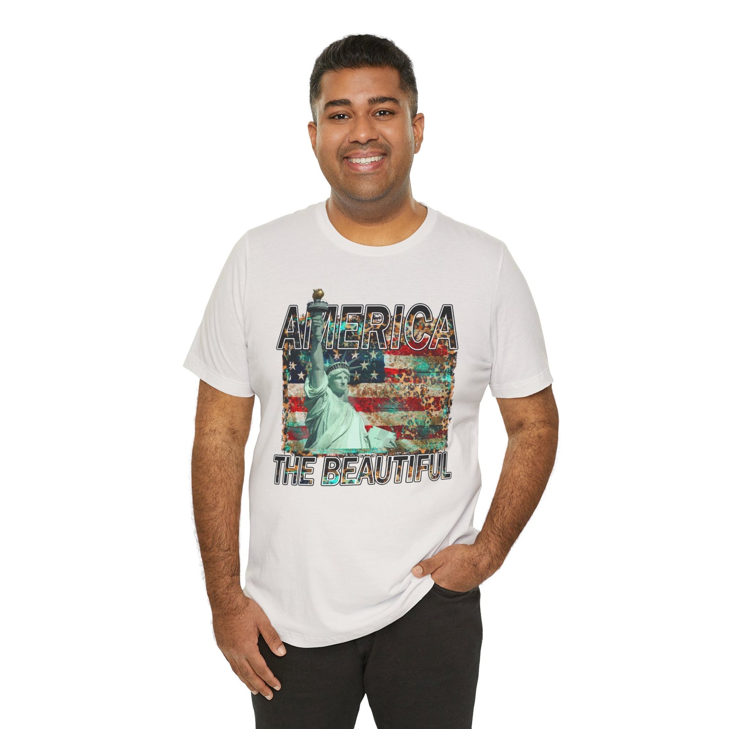 Statue Of Liberty, America The Beautiful, Unisex Jersey Short Sleeve Tee