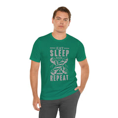 Hair Enthusiast Tee, Eat Sleep Hair Repeat Shirt, Funny Barber Gift, Unisex Jersey Tee, Casual Everyday Apparel, Salon Worker Top