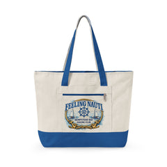 Feeling Nauti Canvas Tote — Hempstead Bay Sailing Club Nautical Zippered Beach Bag for Sailing Lovers