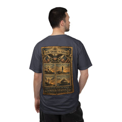 From Shore To Shore Lighthouse Series T Shirt -  Scenic Vintage Postage Stamps