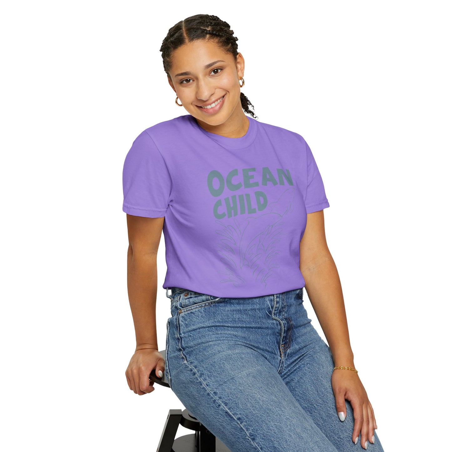 Dolphins, Ocean Child -  Graphic Unisex Garment-Dyed T-shirt