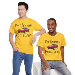 Red Corvette Summer Unisex Tee - I'm Vetted For Life Front and Back Image T Shirt