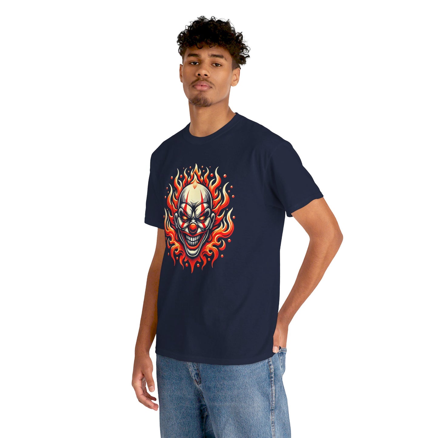 Flaming Fire Clown - Graphic Unisex Heavy Cotton Tee