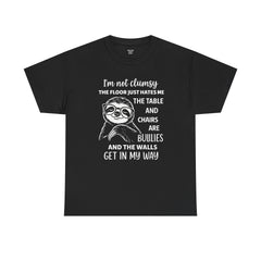 Clumsy Funny Sloth Graphic Tee | Unisex Heavy Cotton Tee | Great Gift for Animal Lovers, Birthdays, Casual Wear, Humorous Gifts, Everyday Style