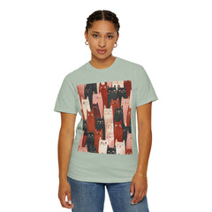 Cute Cat Print Unisex Garment-Dyed T-Shirt - Comfort Colors Soft Perfect for Animal Lovers and Casual Days