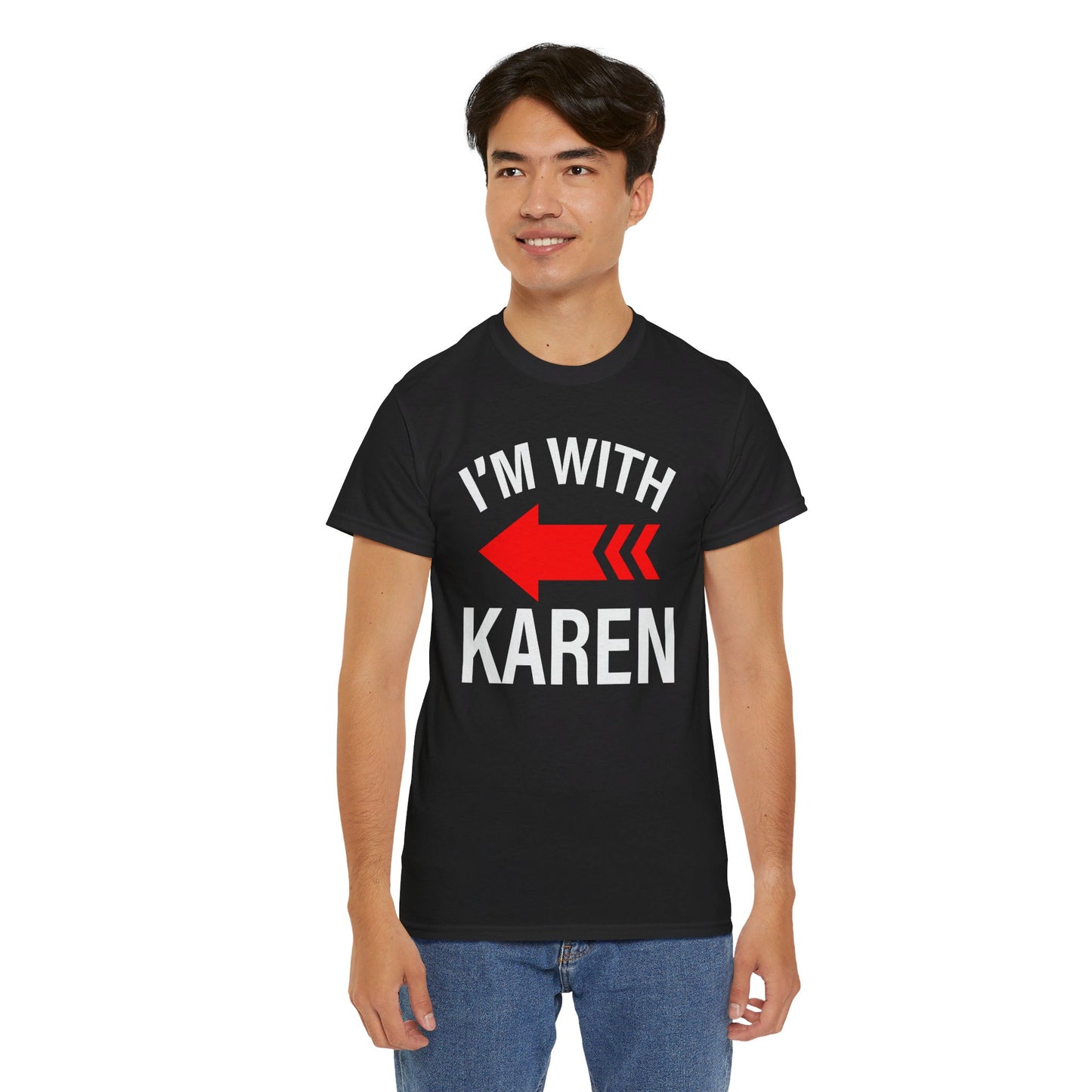 I'm With Karen Pointing Arrow - Unisex Heavy Cotton Tee