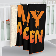 Happy Halloween Spooky House - Graphic Sherpa Fleece Blanket