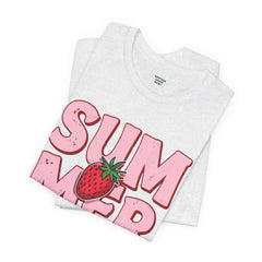 Summer Strawberry T-Shirt — Cute Pink Graphic Tee with Strawberry "SUMMER" Design
