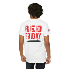 SUBMARINER RED Friday T Shirt with Fouled Anchor, American Flag, FBM / Boomer Silhouette. Remember Everyone Deployed, Dolphins