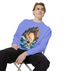 Adventure Kayak Sweatshirt — Comfort Colors Sunset Sea Arch Graphic